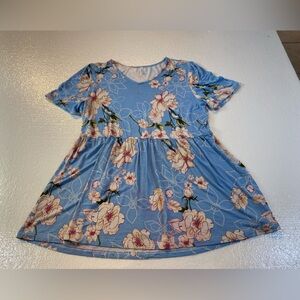 Floral Elegance Blue Women's Blouse